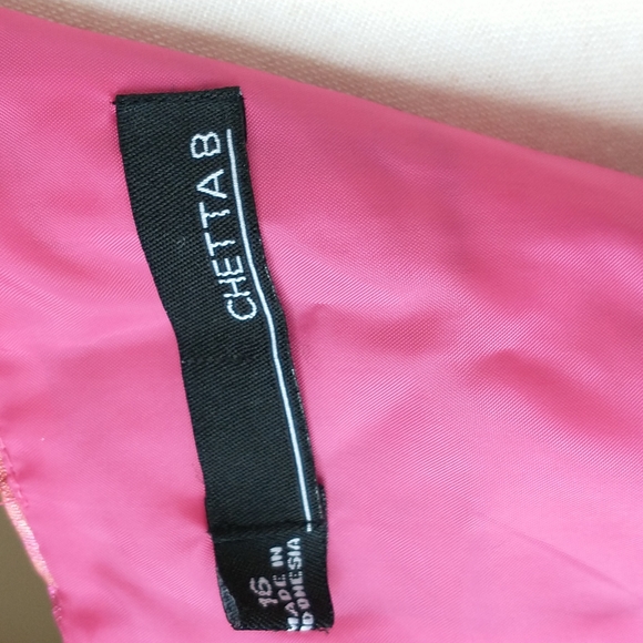 Chetta B dress sleeveless round neck fit & flare striped pink orange plus 16 - Picture 6 of 8